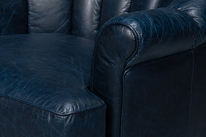 Sarreid Scoth Swivel Chair In Chateau Blue Leather - Elegant Design, Comfortable Seating, And Stylish Appeal Blue  54093