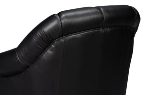 Sarreid Scoth Swivel Chair - Luxurious Onyx Black Leather With Stylish Wood Base For Ultimate Comfort Black  54094