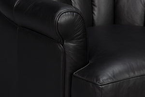 Sarreid Scoth Swivel Chair - Luxurious Onyx Black Leather With Stylish Wood Base For Ultimate Comfort Black  54094