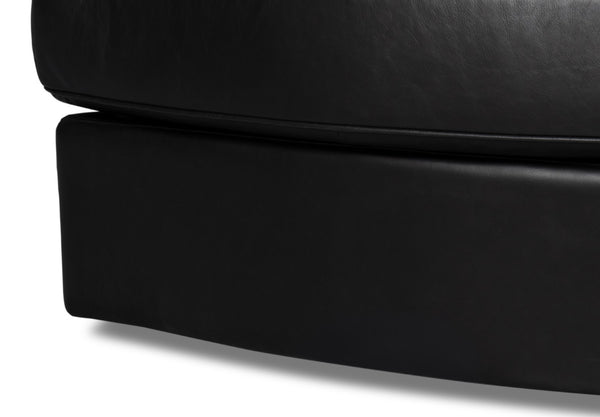 Sarreid Scoth Swivel Chair - Luxurious Onyx Black Leather With Stylish Wood Base For Ultimate Comfort Black  54094