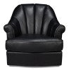 Sarreid Scoth Swivel Chair - Luxurious Onyx Black Leather With Stylish Wood Base For Ultimate Comfort Black  54094