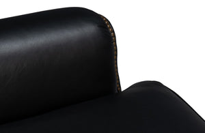 Sarreid London Dry Accent Chair In Onyx Black Leather With Elegant Gold Nailhead Trim For Chic Decor Black  54097