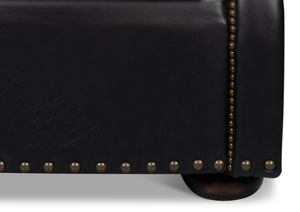 Sarreid London Dry Accent Chair In Onyx Black Leather With Elegant Gold Nailhead Trim For Chic Decor Black  54097