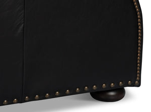 Sarreid London Dry Accent Chair In Onyx Black Leather With Elegant Gold Nailhead Trim For Chic Decor Black  54097