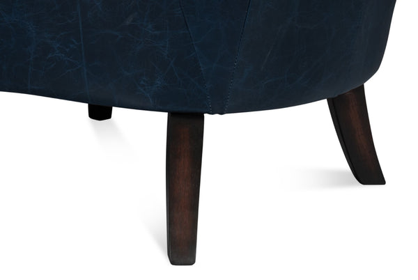 Sarreid Drake Distilled Leather Chair - Elegant Chateau Blue With Antique Brass Nail Heads For Luxury Living Blue  54099