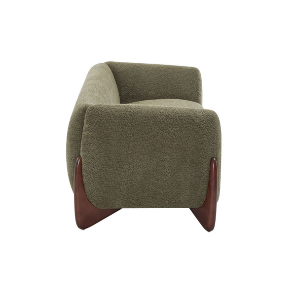 English Elm Christopher Knight Home® - 82Inches Olive Green Boucle Sherpa Sofa - Modern Comfort With Plush Cushions & Birch Legs, 82" Long N771P205090F_N771P205091F