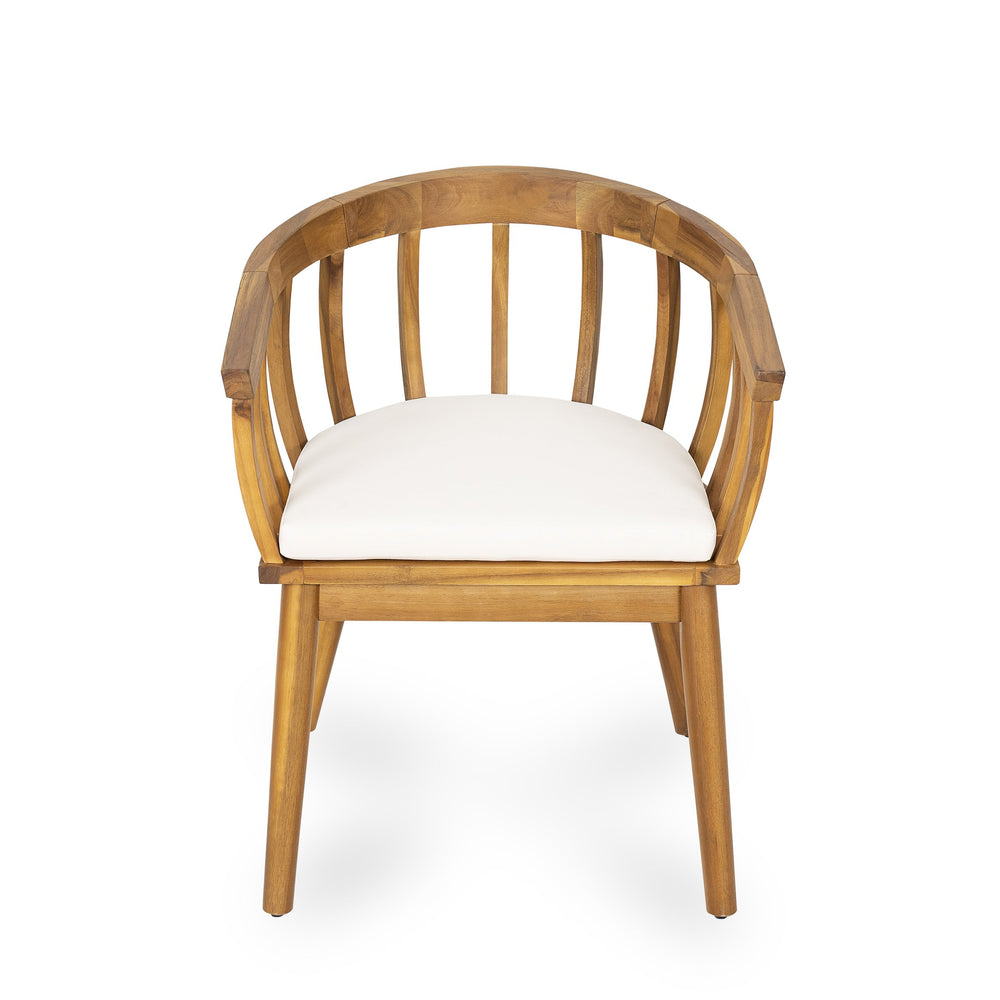 English Elm Christopher Knight Home® - Klismos Teak+ Beige 7PCS Acacia Wood Patio Dining Set – Weather-Resistant Curved-Back Chairs, Seats 6 KLISMOS7PCDSET