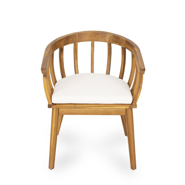 English Elm Christopher Knight Home® - Klismos Teak+ Beige 7PCS Acacia Wood Patio Dining Set – Weather-Resistant Curved-Back Chairs, Seats 6 KLISMOS7PCDSET