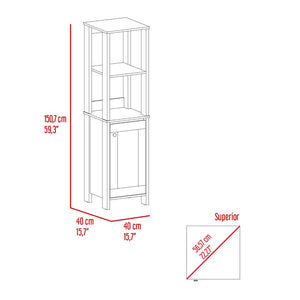 English Elm St. Clair Linen Cabinet Grey with Two Interior Shelves, Two Open Shelves, Single Door, Elevated Legs B200P188850