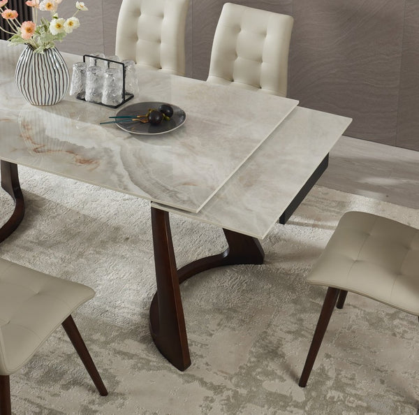 English Elm Retractable Sintered Stone Extendable Dining Table Seats Eight with Steel Base W5630S00001