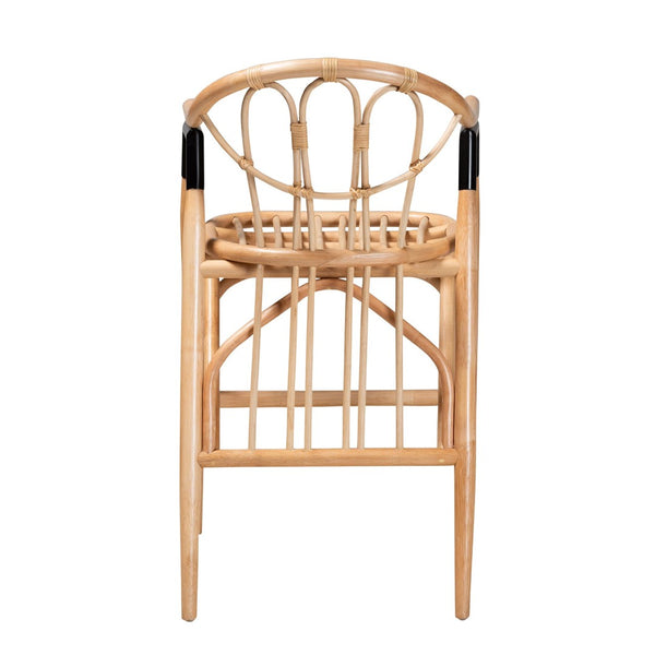 English Elm Modern Rattan Counter Stool Woven Bohemian Seat with Wraparound Arms for Kitchen B2750P420434