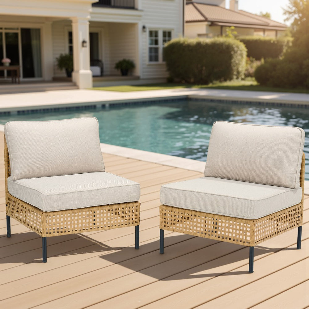 English Elm Outdoor Wicker Swivel Glider Chair Set Patio Rocker with Plush T Back Cushions T3773P419998