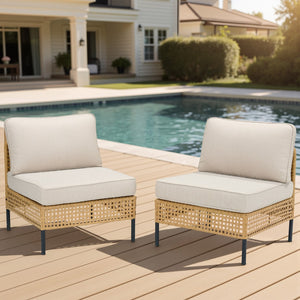 English Elm Outdoor Wicker Swivel Glider Chair Set Patio Rocker with Plush T Back Cushions T3773P419998