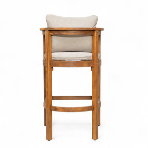 English Elm Christopher Knight Home® - Abaco Acacia Outdoor Barstool Set of 2 with Removable Gray Cushions, Rustic Curved Back Support Teak+ Beige N775P294071T