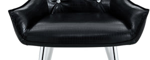 English Elm Crocodile Textured Pu Leather Accent Chair Diamond Tufted with Chrome Metal Legs W3493P456316