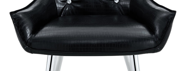 English Elm Crocodile Textured Pu Leather Accent Chair Diamond Tufted with Chrome Metal Legs W3493P456316