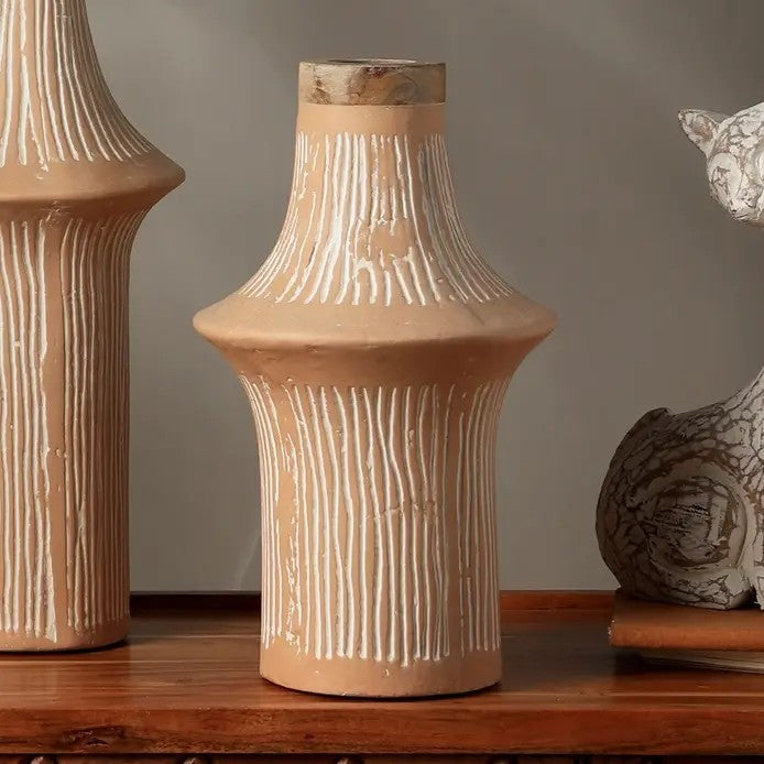 English Elm Handcrafted Eco-Mix Terracotta Flower Vase – Stylish, Sustainable Accent For Modern Decor, 8X8X13.5" B346P336929