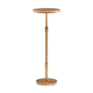 English Elm Morven Adjustable Height Accent Table in Antique Brass — Sleek Round Top, Pedestal Base, 22.25–30" B050P364440