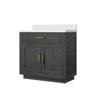 English Elm Black Oak Single Bath Vanity With Cultured Marble Top - Elegant 36" W X 22" D Fully Assembled Design B2731P260809