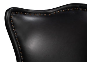 Sarreid Drake Distilled Leather Chair In Onyx Black With Antique Brass Nail Heads For Timeless Elegance Black  54100