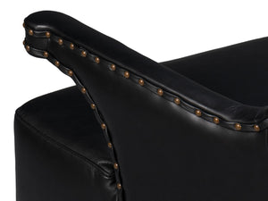 Sarreid Drake Distilled Leather Chair In Onyx Black With Antique Brass Nail Heads For Timeless Elegance Black  54100