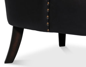 Sarreid Drake Distilled Leather Chair In Onyx Black With Antique Brass Nail Heads For Timeless Elegance Black  54100