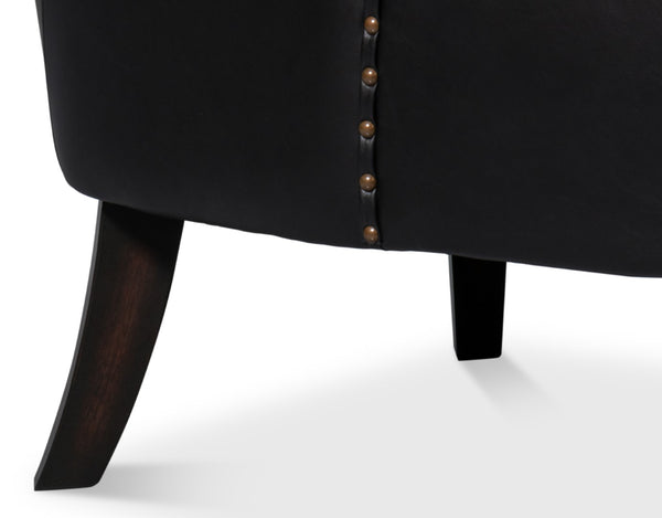 Sarreid Drake Distilled Leather Chair In Onyx Black With Antique Brass Nail Heads For Timeless Elegance Black  54100