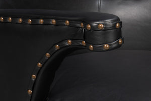 Sarreid Drake Distilled Leather Chair In Onyx Black With Antique Brass Nail Heads For Timeless Elegance Black  54100