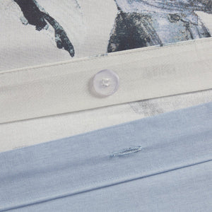 English Elm King/Cal Cassandra 3-Piece Cotton Printed Duvet Cover Set – Shabby Chic Floral Blue, OEKO-TEX, Button Closure & Corner Ties B03597364