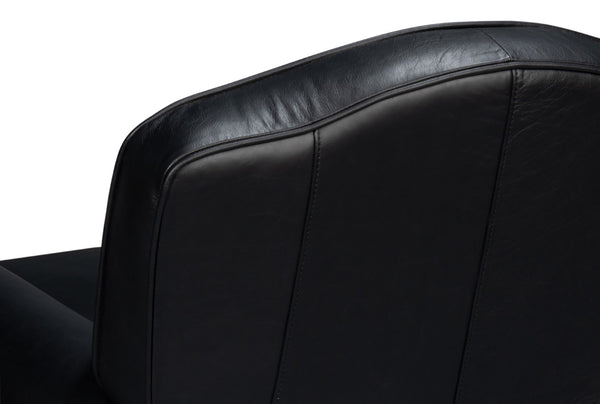 Sarreid Elite French Club Swivel Chair In Onyx Black Leather - Stylish Comfort With Durable Metal Base Black  54103
