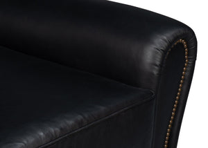 Sarreid Elite French Club Swivel Chair In Onyx Black Leather - Stylish Comfort With Durable Metal Base Black  54103