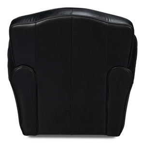 Sarreid Elite French Club Swivel Chair In Onyx Black Leather - Stylish Comfort With Durable Metal Base Black  54103