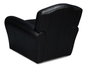 Sarreid Elite French Club Swivel Chair In Onyx Black Leather - Stylish Comfort With Durable Metal Base Black  54103