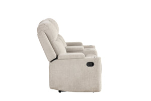 English Elm Galya Light Gray Chenille Motion Loveseat with Console, Pocket Coil Seats, Storage Arms, 440lb Capacity B2726P291022