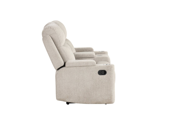English Elm Galya Light Gray Chenille Motion Loveseat with Console, Pocket Coil Seats, Storage Arms, 440lb Capacity B2726P291022