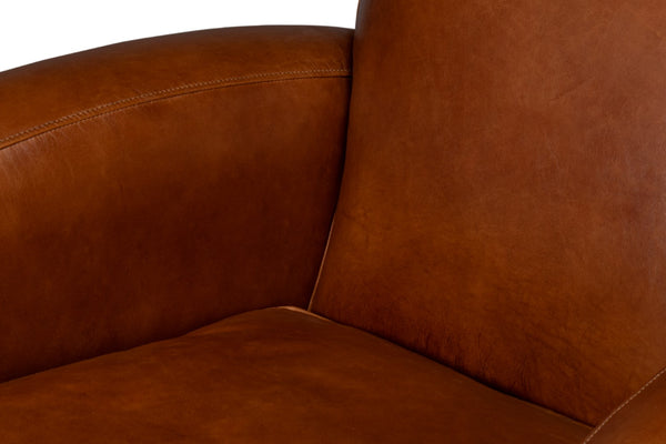 Sarreid Taft Leather Swivel Chair In Luxurious Havana Brown - Elegant Design With Nailhead Trim & Wood Accents Brown  54104