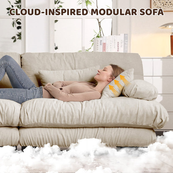 English Elm Luxury Modular Sectional Sofa Couch - Oversized U-Shaped Vintage Chenille Sofa With Ottomans & Pillows W714S01030