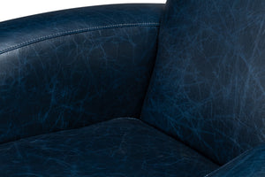 Sarreid Taft Leather Swivel Chair In Elegant Chateau Blue - Stylish Design With Nailhead Accents And Wood Base Blue  54105