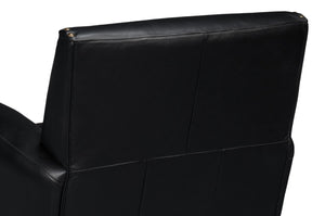 Sarreid Taft Leather Swivel Chair In Onyx Black - Elegant Design With Wood Accents And Stylish Nailhead Trim Black  54106