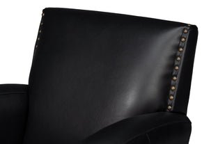 Sarreid Taft Leather Swivel Chair In Onyx Black - Elegant Design With Wood Accents And Stylish Nailhead Trim Black  54106