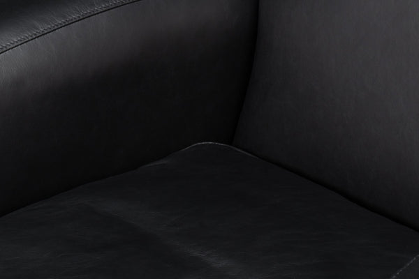 Sarreid Taft Leather Swivel Chair In Onyx Black - Elegant Design With Wood Accents And Stylish Nailhead Trim Black  54106