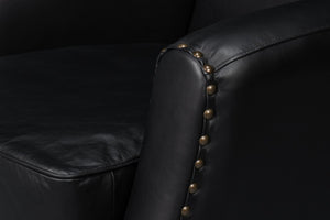 Sarreid Taft Leather Swivel Chair In Onyx Black - Elegant Design With Wood Accents And Stylish Nailhead Trim Black  54106