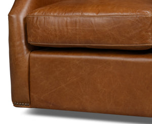 Sarreid Baker Leather Swivel Chair In Cuba Brown – Stylish Comfort With Nailhead Accents And Wood Base Brown  54107