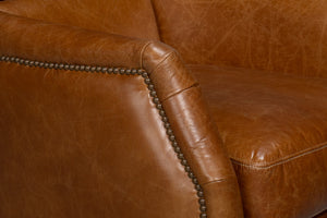 Sarreid Baker Leather Swivel Chair In Cuba Brown – Stylish Comfort With Nailhead Accents And Wood Base Brown  54107