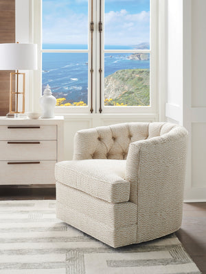 Lexington Barclay Butera Cliffhaven Swivel Chair - Luxurious Upholstered Seating With Tufted Back And Ultra Down Cushion Comfort   5410-11sw-41