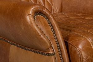 Sarreid Bugatti Leather Swivel Chair In Elegant Cuba Brown - Stylish Wood Frame With Nailhead Detailing Brown  54110