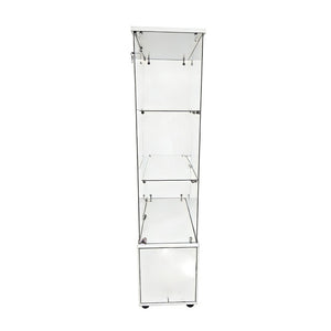 English Elm Double-door Glass Display Cabinet with Led Lighting Four Shelf Living Room Storage White W3155S00024