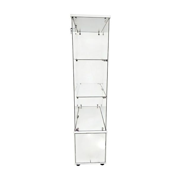 English Elm Double-door Glass Display Cabinet with Led Lighting Four Shelf Living Room Storage White W3155S00024