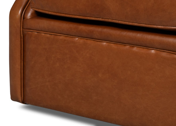 Sarreid Coolidge Leather Swivel Chair In Rich Havana Brown With Elegant Wood And Nailhead Details Brown  54114