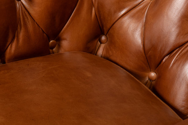 Sarreid Coolidge Leather Swivel Chair In Rich Havana Brown With Elegant Wood And Nailhead Details Brown  54114